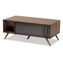 Baxton Studio Naoki Modern and Contemporary Two-Tone Grey and Walnut Finished Wood 1-Drawer Coffee Table